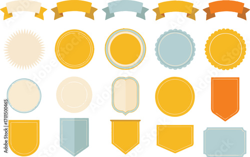 vector pack flat ribbon banners badges shields frames decorative elements for logos labels and ornamental design layouts