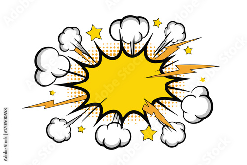 vibrant comic explosion burst clipart vector illustration with stars and dynamic shapes for attention grabbing designs