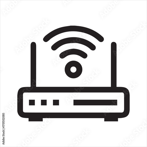 Modern router and Wi-Fi signal icon for network connectivity