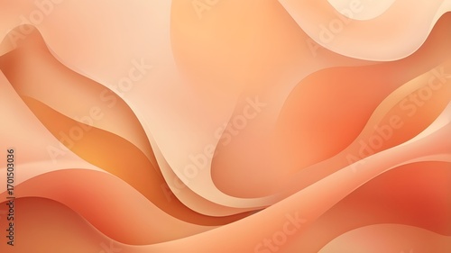Flowing translucent organic shapes with warm peach, coral, and gold tones, dreamy soft focus, modern abstract style, high resolution.