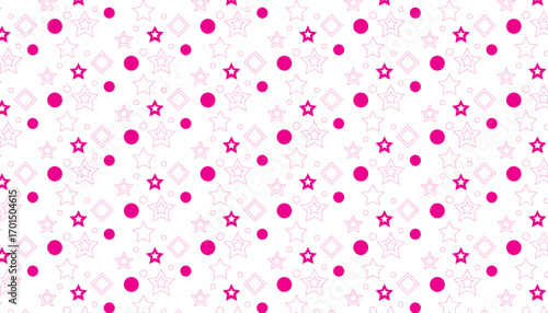 Pink Star Circle and Diamond Pattern Background stars circles