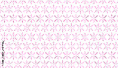 Seamless pink geometric snowflake pattern on a white background for design vector illustration