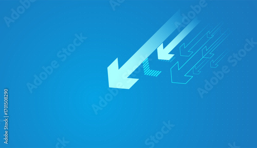 The Falling down arrows on light background used in finance concept vector elements on blue background vector