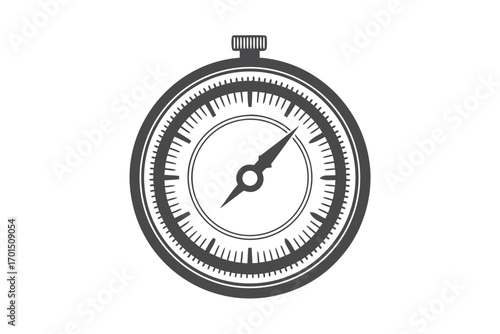 Classic Timer with Pointer on White Background Design for Measurement