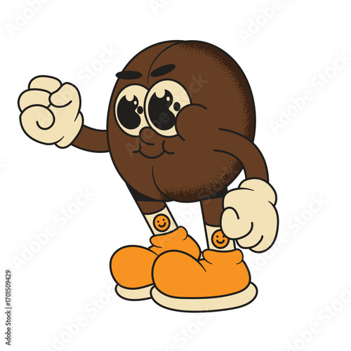 Coffee Bean Mascot Character Cartoon Icon Illustration