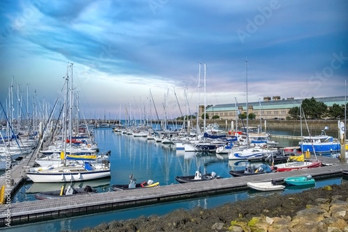 Fototapeta Naklejka Na Ścianę i Meble -  Cherbourg-en-Cotentin, the harbor, ships and fisher boats
