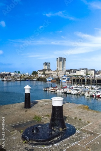 Cherbourg-en-Cotentin, the harbor, ships and fisher boats
