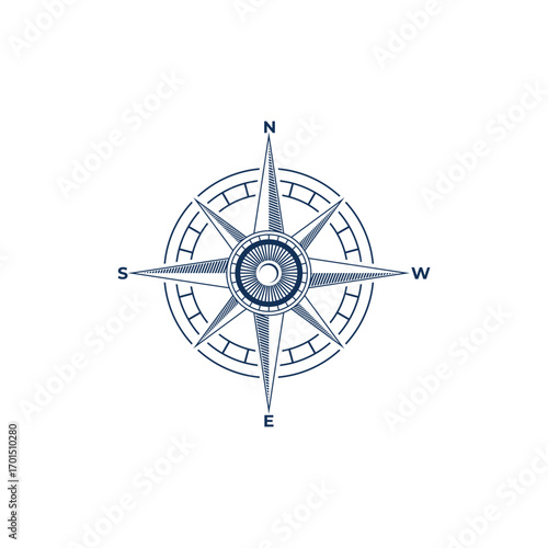 compass navigation line logo design