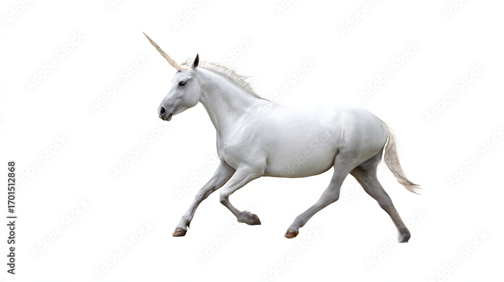 Fototapeta premium Unicorn Isolated on White Background with Copy Space