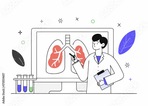 Medical Professional Conducting Lung Research with a Microscope