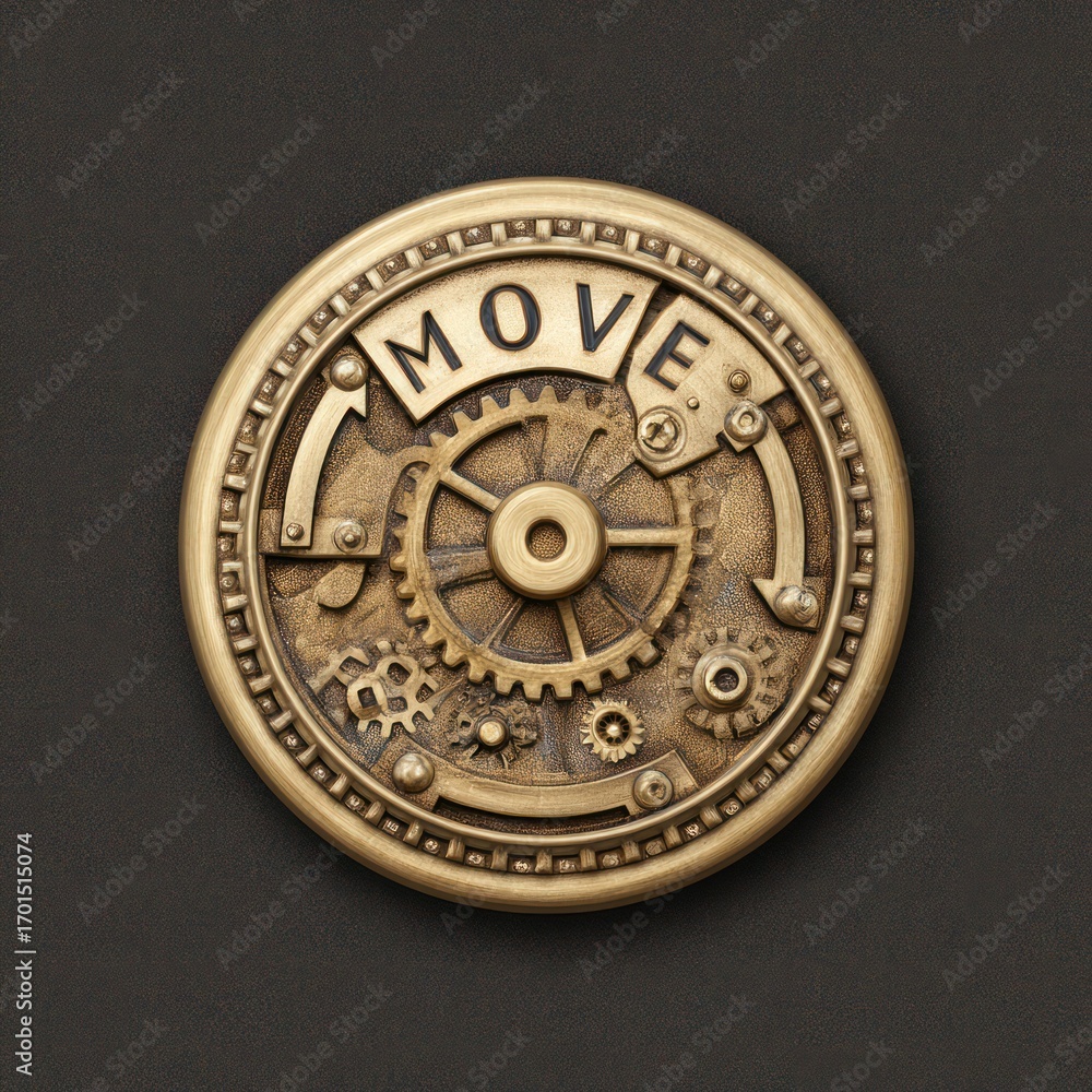 Obraz premium Circular brass mechanism with 