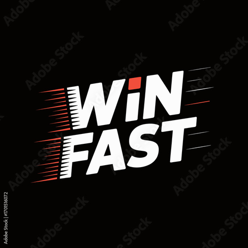 Dynamic typography emphasizing success and speed winning bold design for sports betting or gaming promotion vector