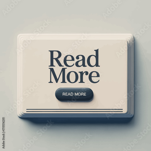 Clean minimalist product advertisement mockup with 'read more' button and subtle shadows for branding and e-commerce vector