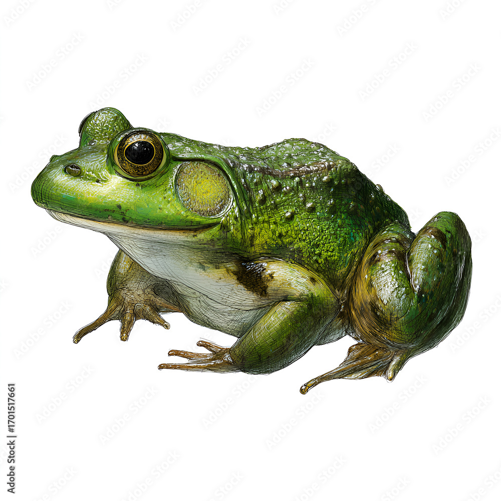 Obraz premium American Bullfrog Isolated on Transparent Background