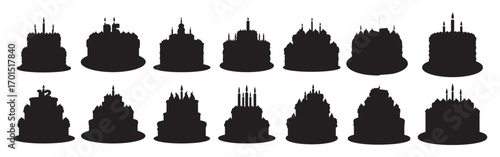 birthday cakes silhouette white background