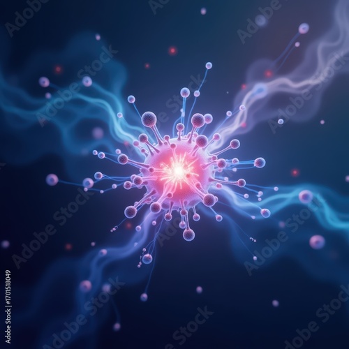 Clean image of subatomic particle cluster surrounded by energy field