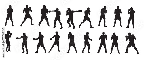 boxers silhouette white background vector