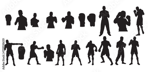 boxing silhouette white background