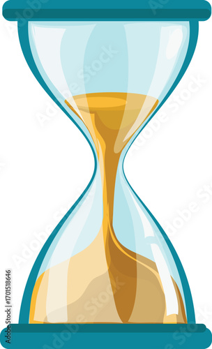 Art & Illustration Hourglass with Flowing Sand Representing Time Passing and Patience
