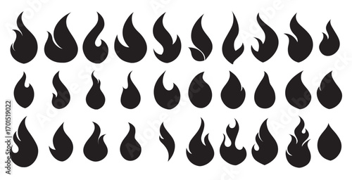 fire flame icon set symbol of fire