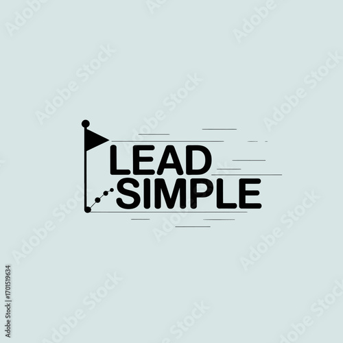 Minimalist logo design for 'lead simple' featuring a golf flag and subtle motion lines for a dynamic and modern brand identity vector