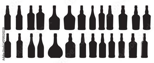 glass bottle silhouette white background vector illustration