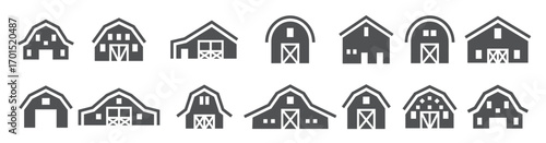 barn silhouette logo set vector illustration