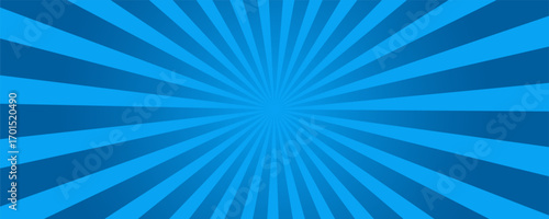Blue sunburst lines Background. Light sun rays pattern. rays stripes halftone radial wallpaper for poster, banner, advertising backdrop, comic scene.