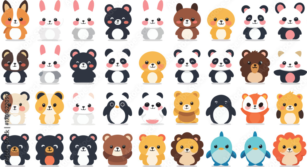 Obraz premium set of funny cartoon animals