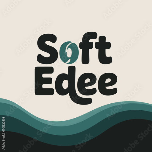 Modern soft edged typography logo design featuring the brand name 'soft edee' in a smooth rounded font with organic wave elements subtle and elegant vector