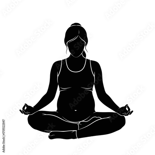  pregnant mother in yoga pose with calm expression