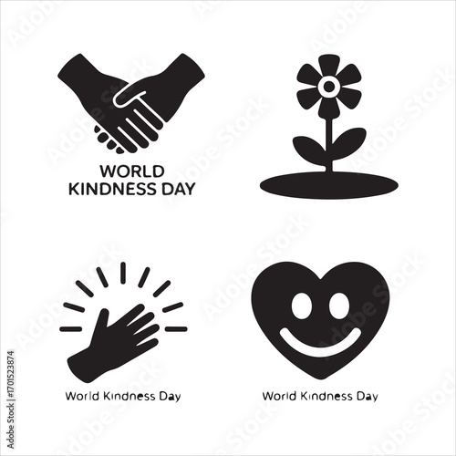 world kindness vector art ico pack silhouette icon set bandle banner black and white backgrount