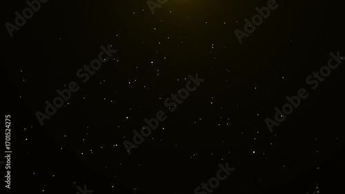 glowing golden particles floating in dark space background