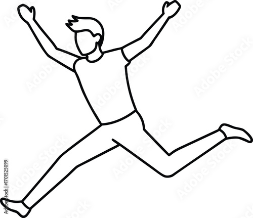 Black vector silhouette of a man jumping in the air, a dancer in action