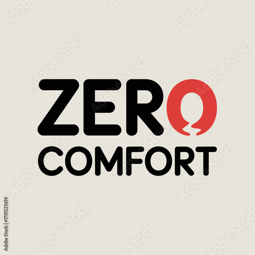 Zero comfort logo bold typography minimalist design red o lettering contrasting black font minimal style business identity vector