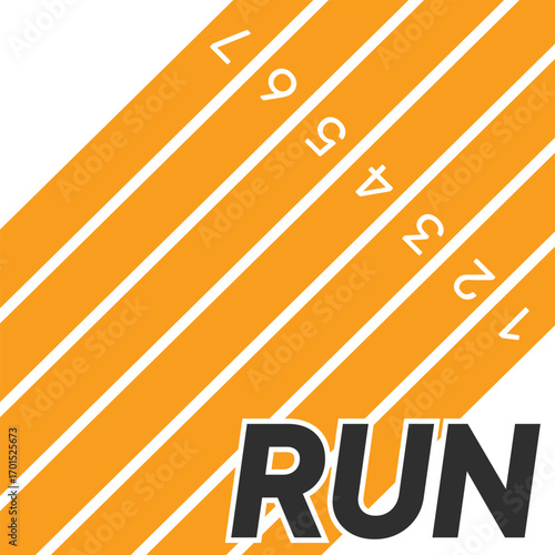 Vector layout template design for run, championship or any sports event. Poster design with abstract running track on stadium with lane. Run.