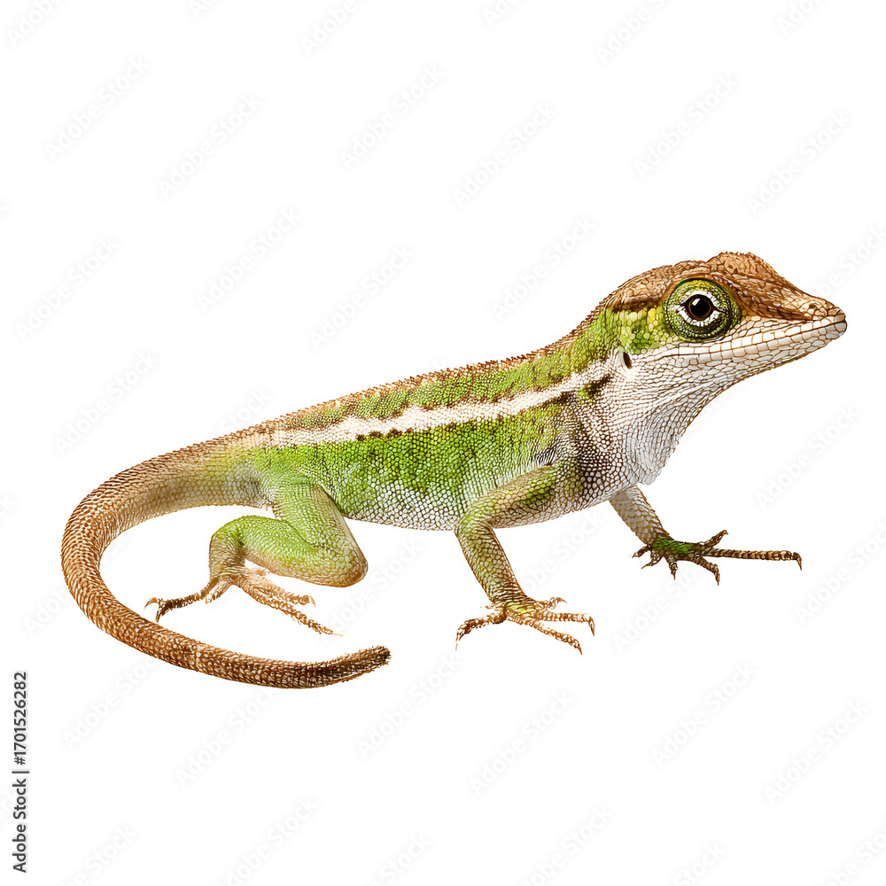 Fototapeta premium Green Anole Lizard isolated on transparent background
