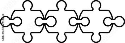 Black outline puzzle pieces connected horizontally