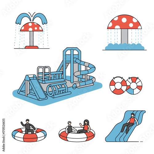 Joyful water park adventures featuring inflatable attractions slides and floating rings for summer family fun and recreation