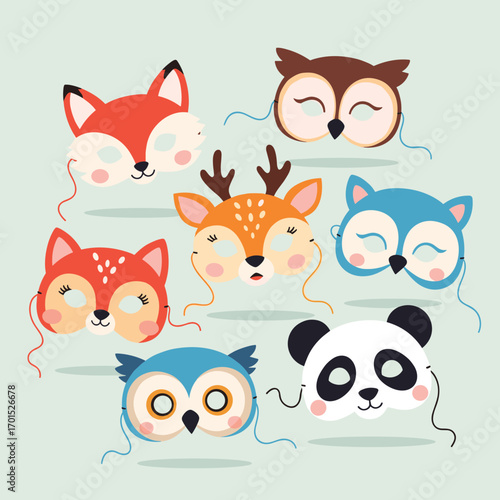 Cute woodland animal masks for childrens party decorations and dress up fun