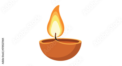Diwali Celebration An Illuminated Diya with a Glowing Flame for Festive Occasions and Religious Observances. 13092025-03