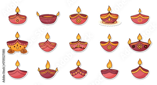 Collection of Diwali Oil Lamps Festive Light and Traditional Designs