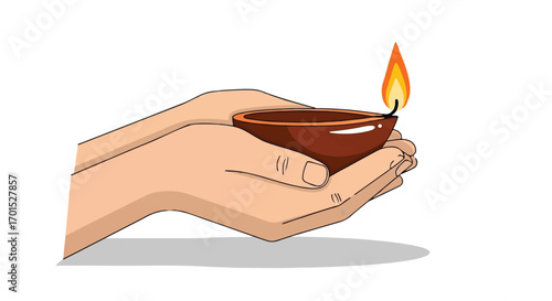 Illuminated Lamp Held in Hands Symbolizing Light and Hope