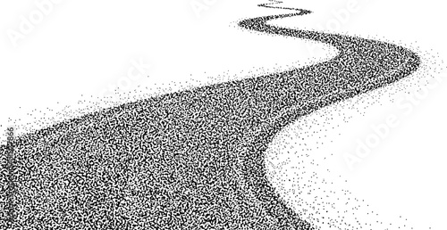 Abstract river of monochrome particles, shifting in organic motion digital spray simulates fog drifting through light, stippled grains like stars scattered across a blank infinity. 