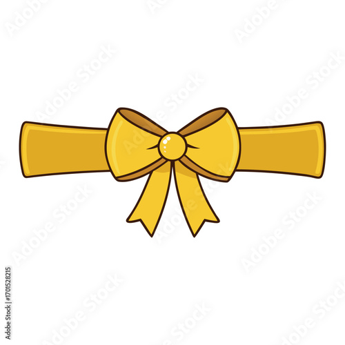 A golden bow with a sleek horizontal ribbon adds elegance and charm, perfect for gift wrapping, festive décor, or special occasions, symbolizing luxury and celebration.
