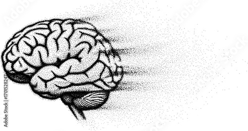 Digital stipple art with abstract, spray-like grain. Vectorized monochrome texture over white background.