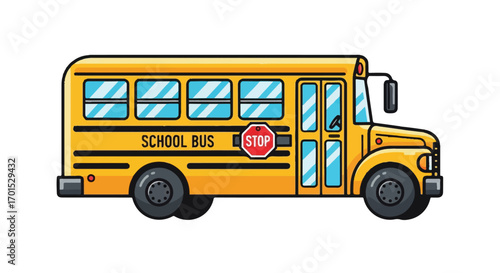 Classic yellow school bus illustration for student transport and education, vector graphic ID 13092025-84.eps, symbolizing academic journey