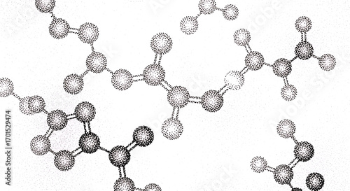 Digital stipple art with abstract, spray-like grain. Vectorized monochrome texture over white background.
