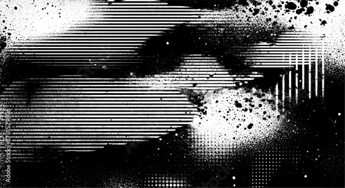 Digital stipple art with abstract, spray-like grain. Vectorized monochrome texture over white background.