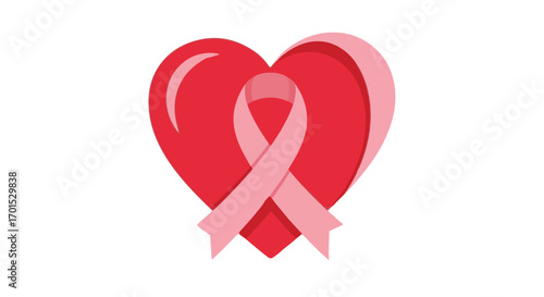 Symbol of Hope and Support Pink Ribbon and Heart Shape Representing Breast Cancer Awareness and Solidarity